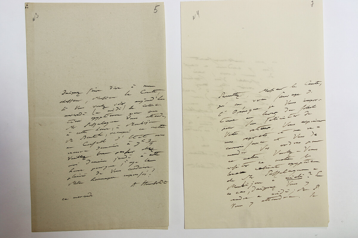 Письма барона фон Гумбольдта к Сергею Григорьевичу Строганову. 1842-1847, Берлин. Фото: Мария Говтвань, РГБ